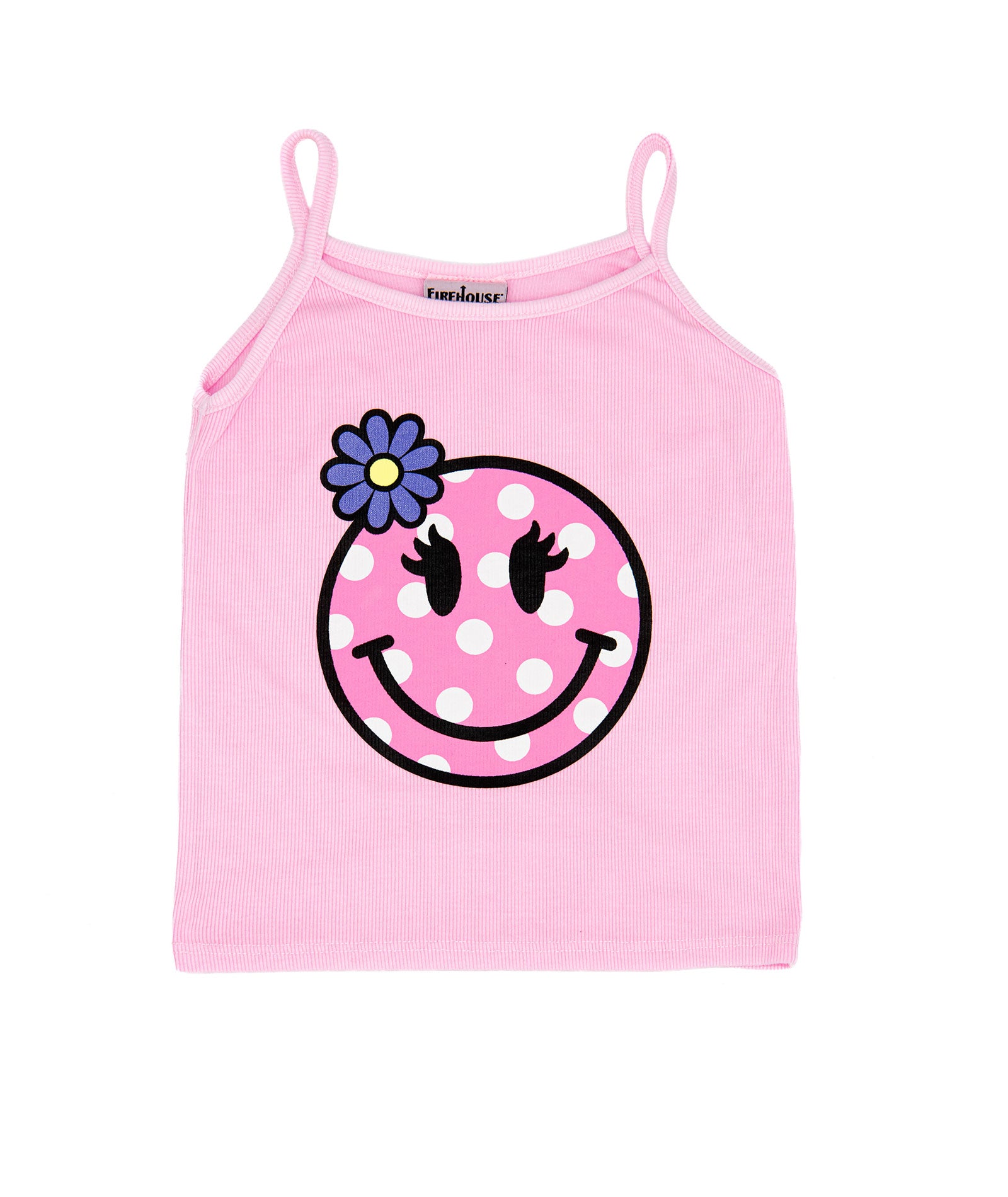 Firehouse Girls Polka Dot Smiley Rib Cami Girls Casual Tops Firehouse Ice Pink Y/5