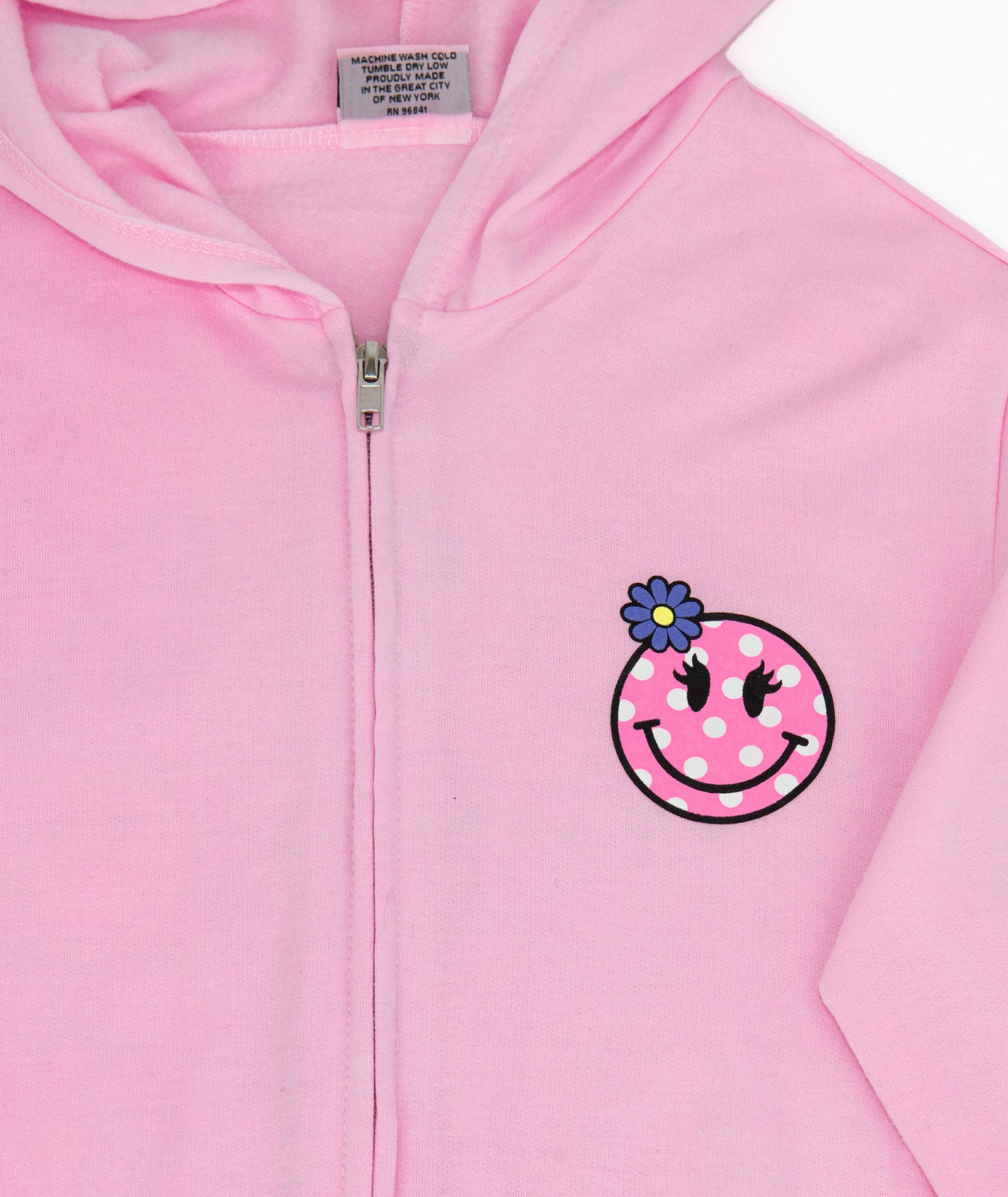 Girls Teen & Pre Teen Firehouse Polka Dot Smiley Zip Hoodie