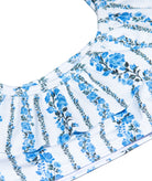 FBZ Girls Blue Stripe Floral Ruffle Bikini Accessories FBZ Flowers By Zoe