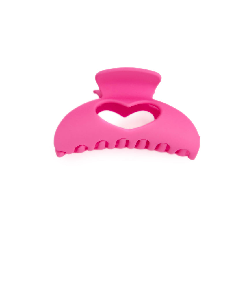 Matte Heart Hair Clip Accessories Frankie's Exclusives Pink  