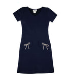 Cheryl Creations Girls Emily Bow Dress Girls Casual Dresses Cheryl Creations Navy Y/S (7/8)