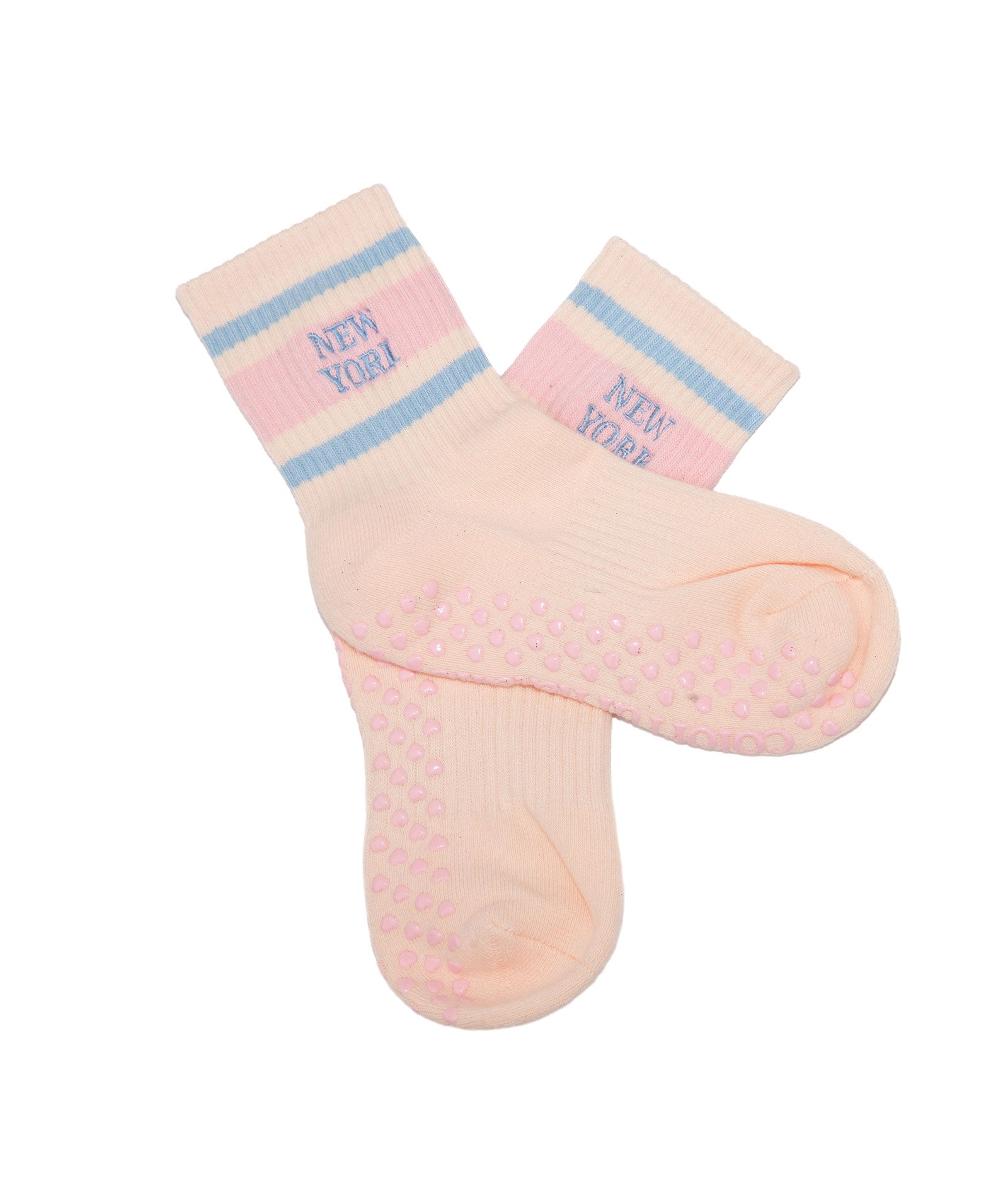 Colorful Natalie New York Blue Stripe Grip Socks Accessories Frankie's Exclusives Multi