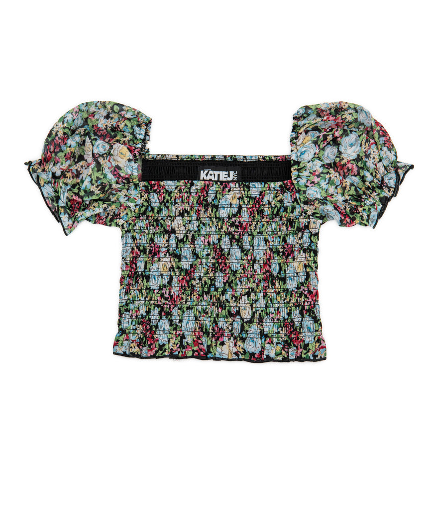 Katie J NYC Girls Beaded Floral Sheer Marlee Top Girls Special Tops Katie J NYC   