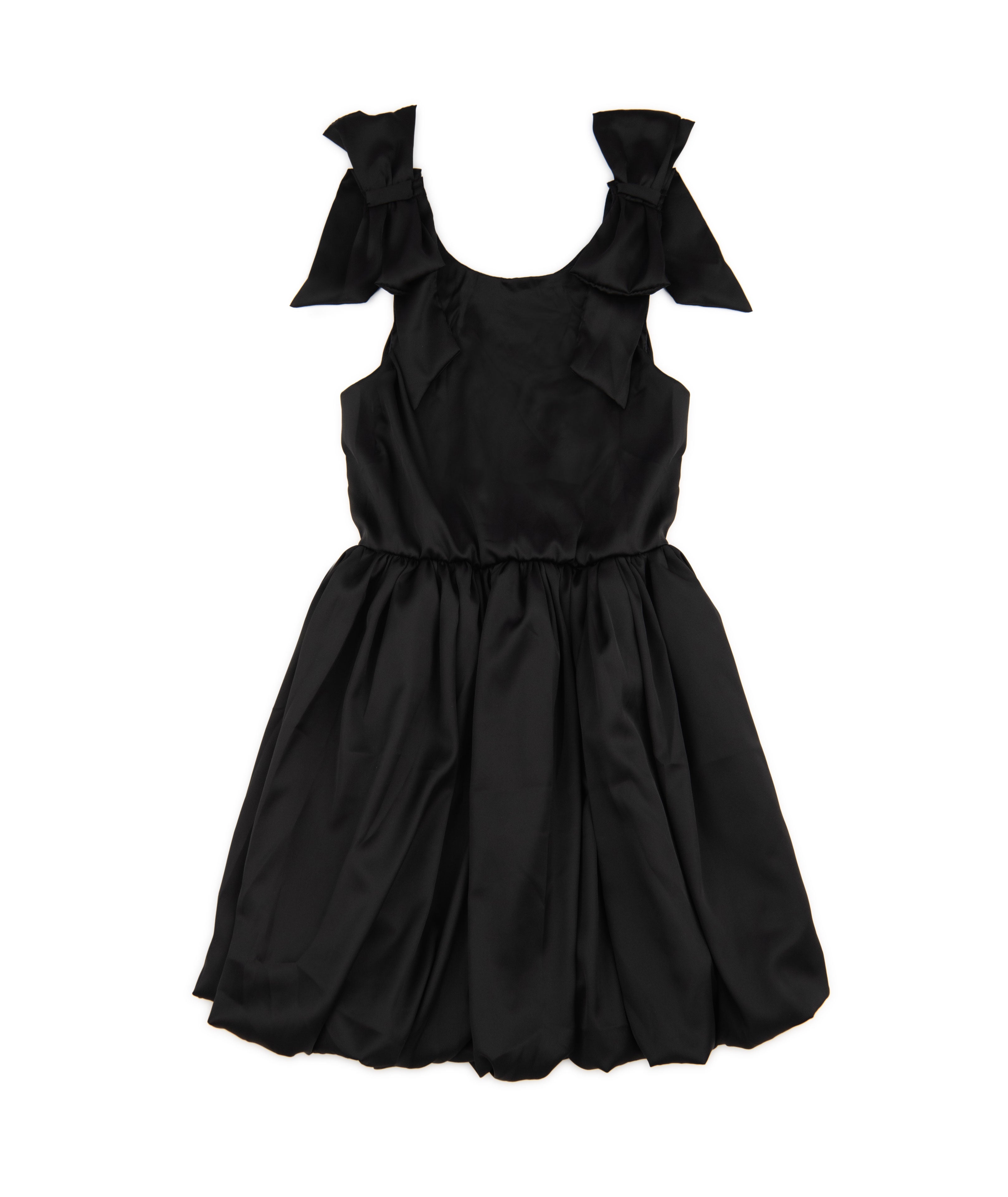 FBZ Girls Black Satin Tie Shoulder Bubble Dress Distressed/seasonal girls FBZ Flowers By Zoe