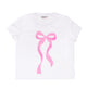 Firehouse Girls Collette Pink Gingham Long Bow Tee White Girls Casual Tops Firehouse White Y/4