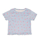 Cheryl Creations Girls Casey Blue Floral Rib Tee Girls Casual Tops Cheryl Creations Floral Y/S (7/8)
