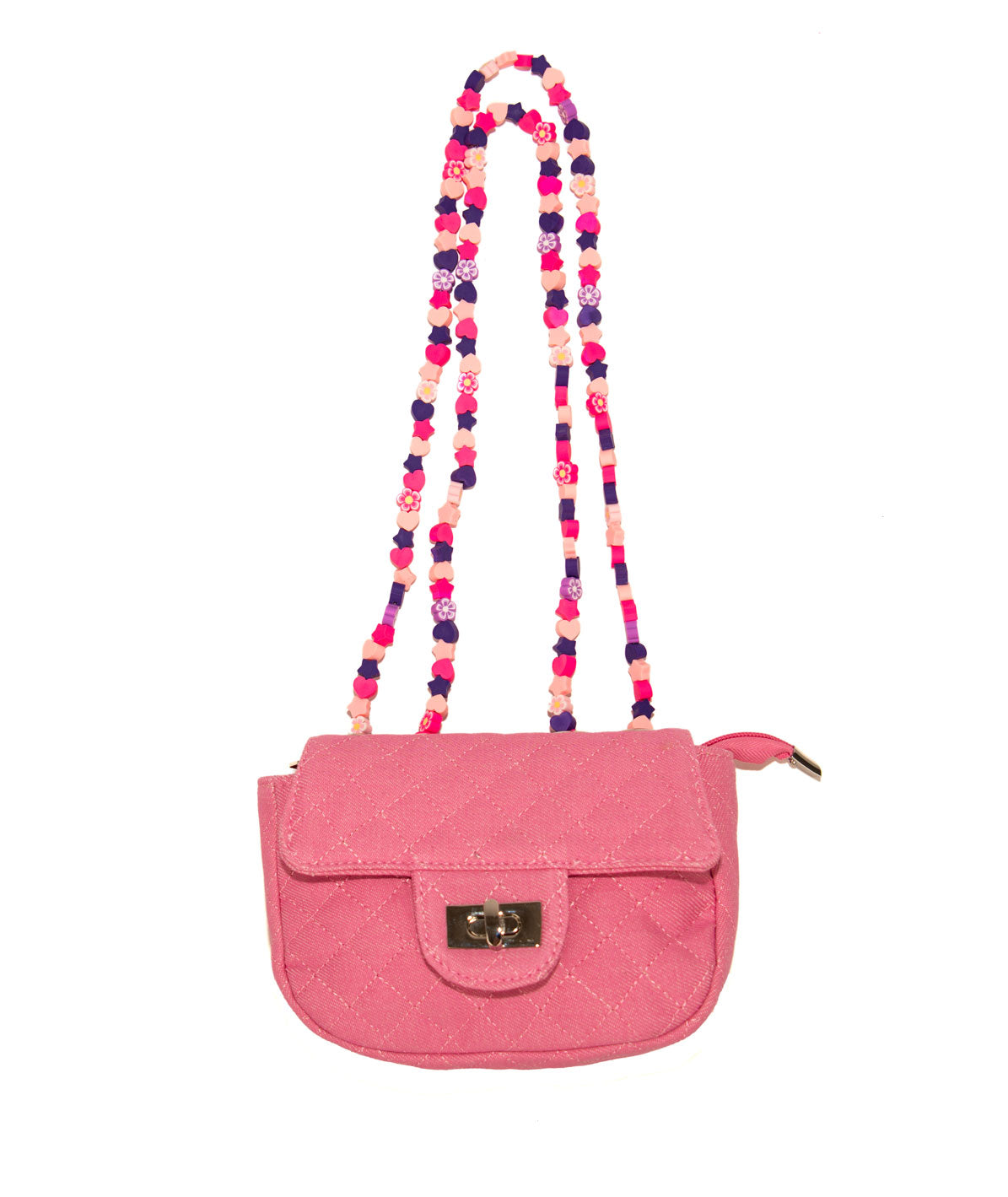 Bari Lynn Bag Pink Denim Charm Strap Accessories Bari Lynn Pink
