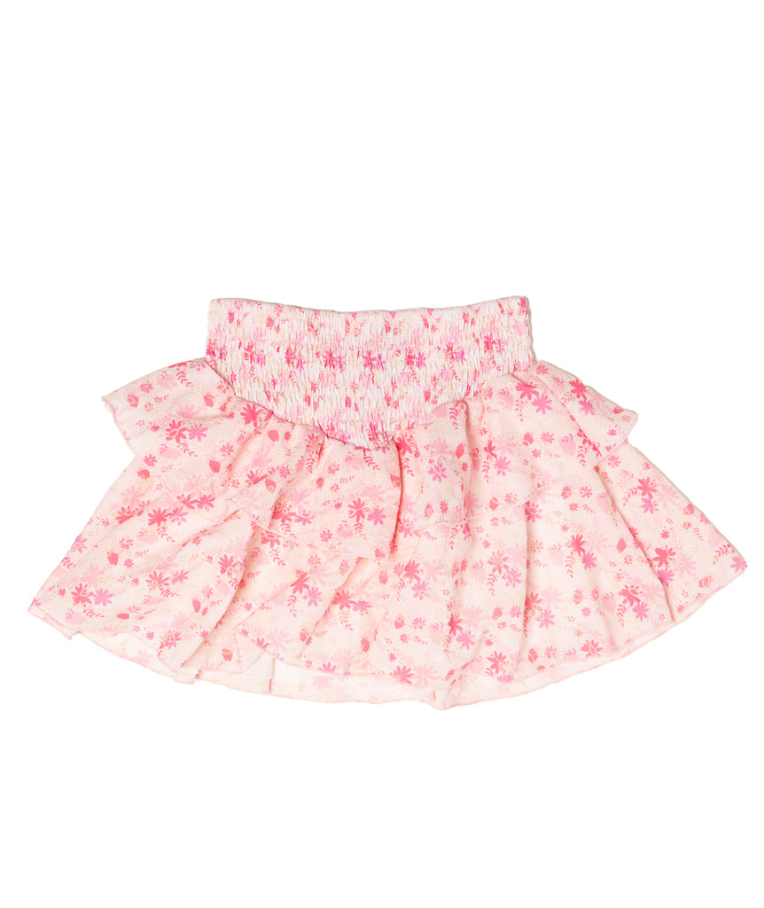 FBZ Girls Pink Floral Smock Skirt Girls Casual Bottoms FBZ Flowers By Zoe   