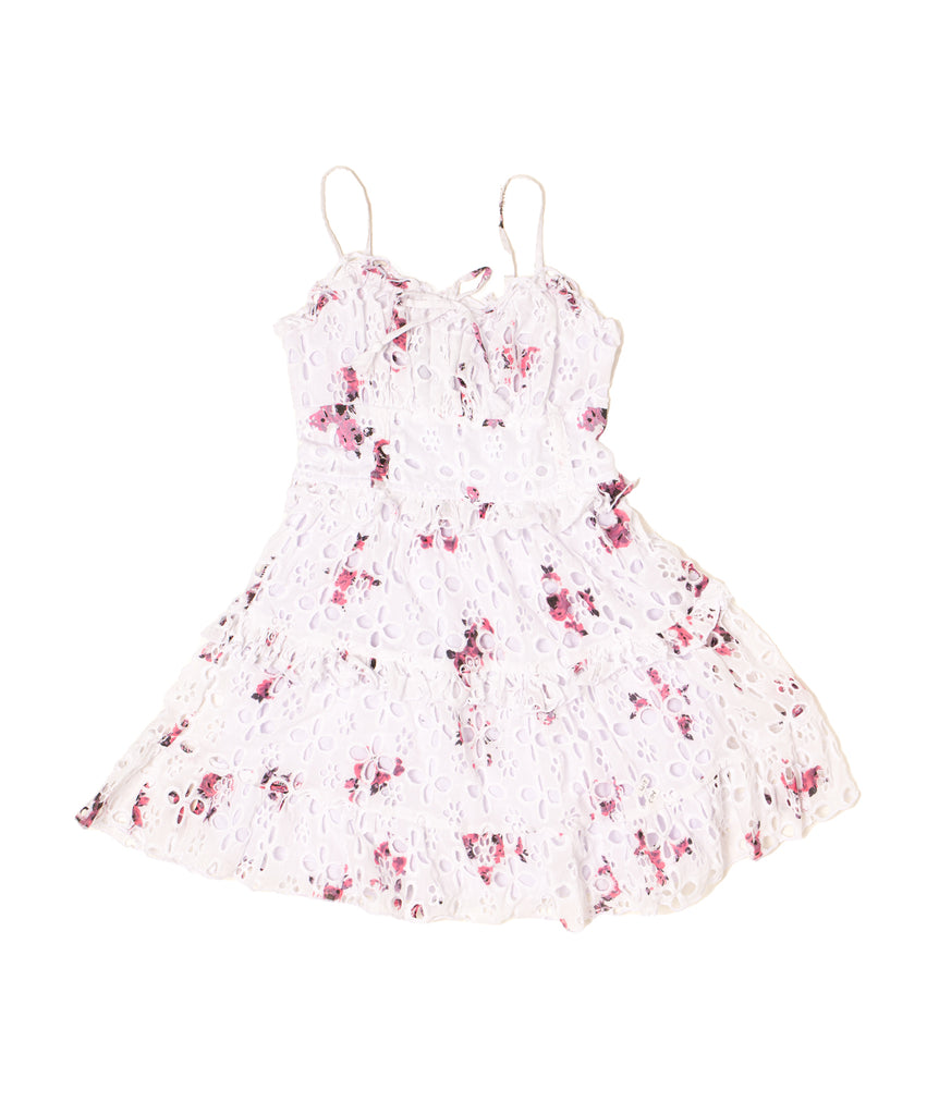 FBZ Girls Pink & White Eyelet Tassel  Dress Girls Casual Dresses FBZ Flowers By Zoe   