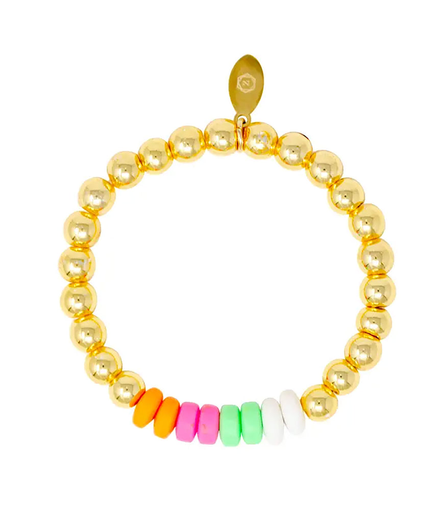 Zomi Pearl and Gold Stretch Bracelet Jewelry - Young Zomi Gems Gold Neon  