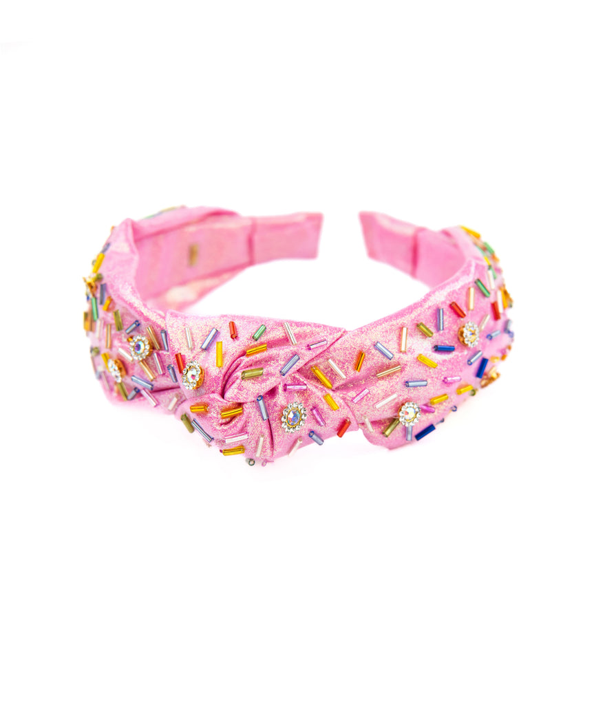 Bari Lynn Knot Headband Shimmer Jeweled Sprinkles Accessories Bari Lynn Pink One Size Fits Most (Y/7-Y/14) 