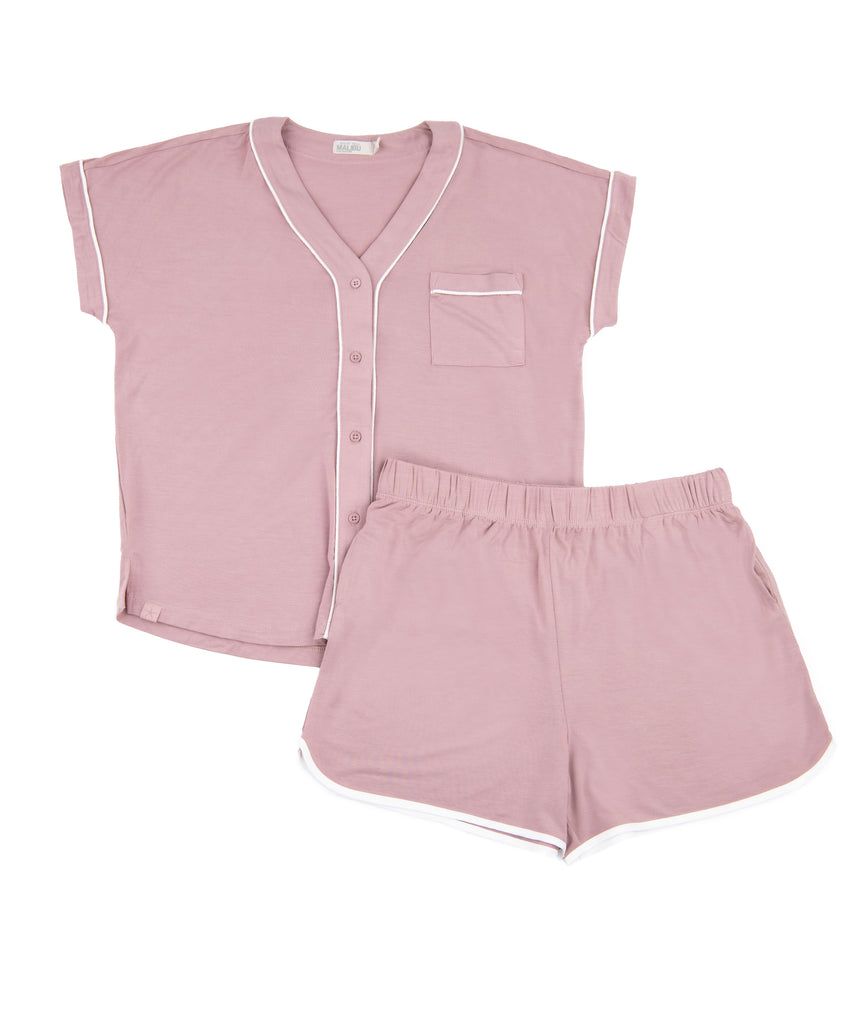 Barefoot Dreams Girls Soft Jersey PJ Set Teaberry Accessories Barefoot Dreams   