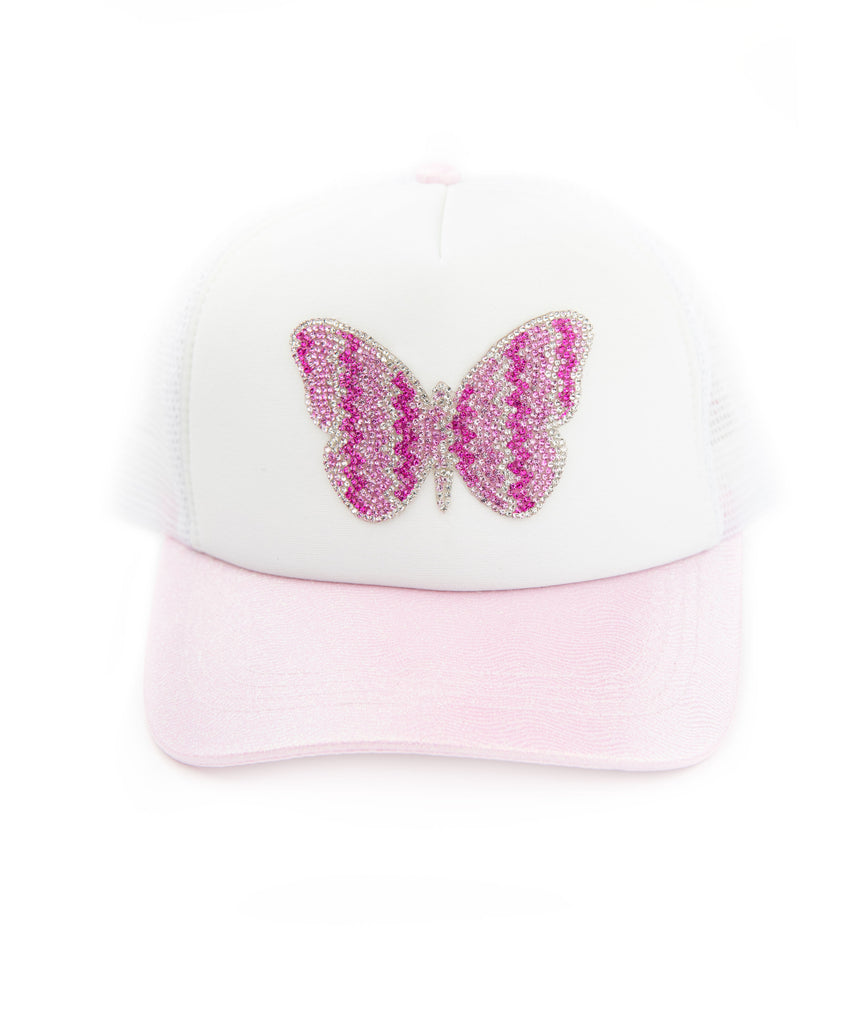 Bari Lynn Trucker Hat Light Pink Butterfly Accessories Bari Lynn   
