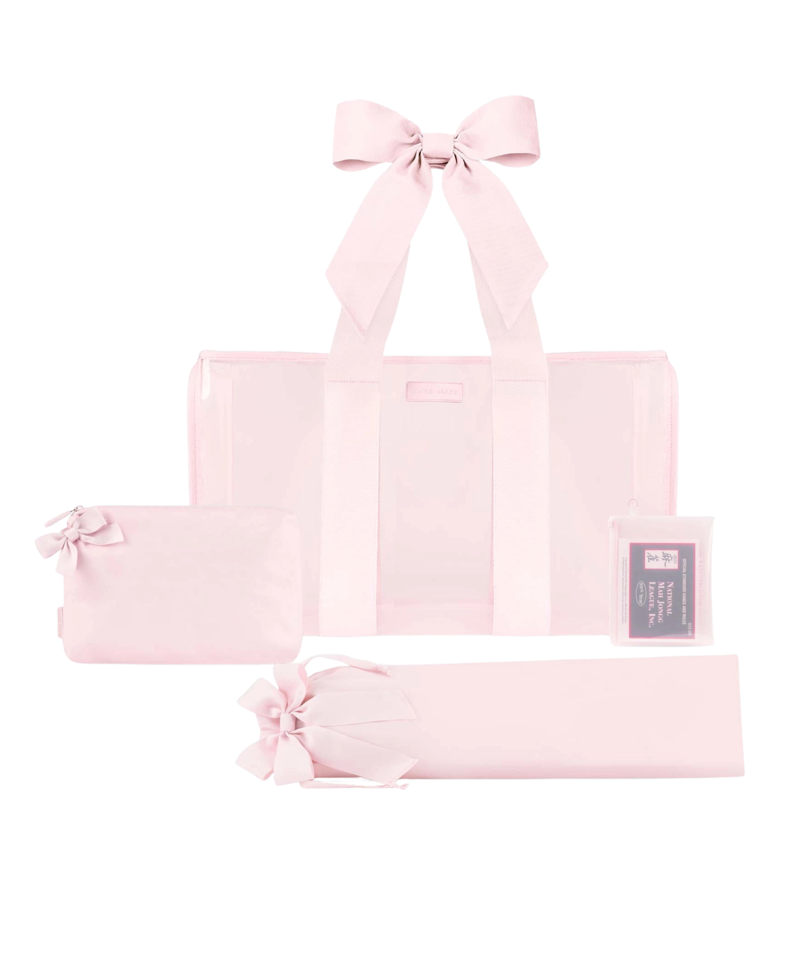 Frankie's Exclusives Mahjong Jelly Tote Set Ballet Pink Bow Accessories Frankie's Exclusives Multi
