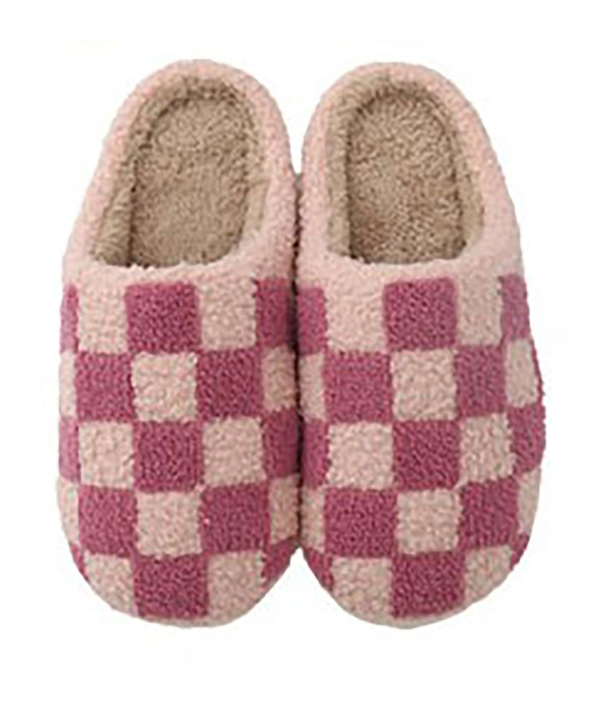 Check Comfy Slippers Pink Accessories Frankie's Exclusives   