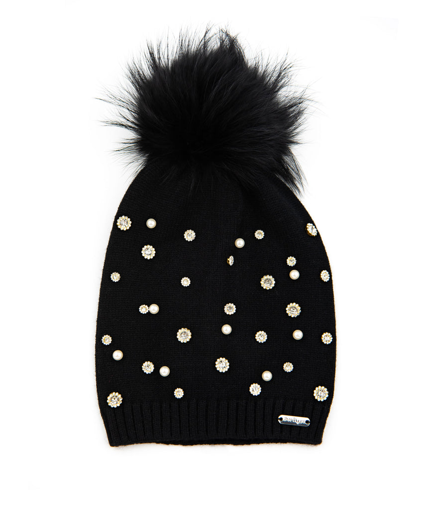 Bari Lynn Pearl Jewel Winter Hat Accessories Bari Lynn Black One Size Fits Most (Y/7-Y/14) 