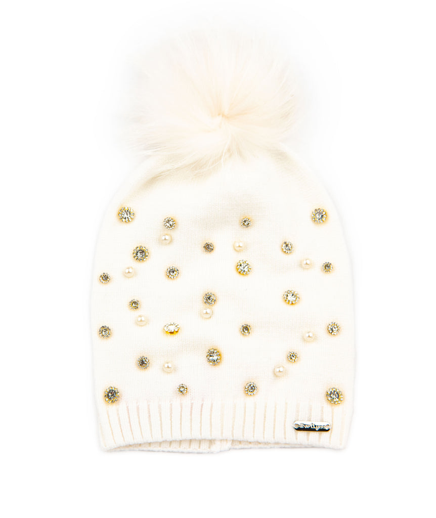 Bari Lynn Pearl Jewel Winter Hat Accessories Bari Lynn White One Size Fits Most (Y/7-Y/14) 