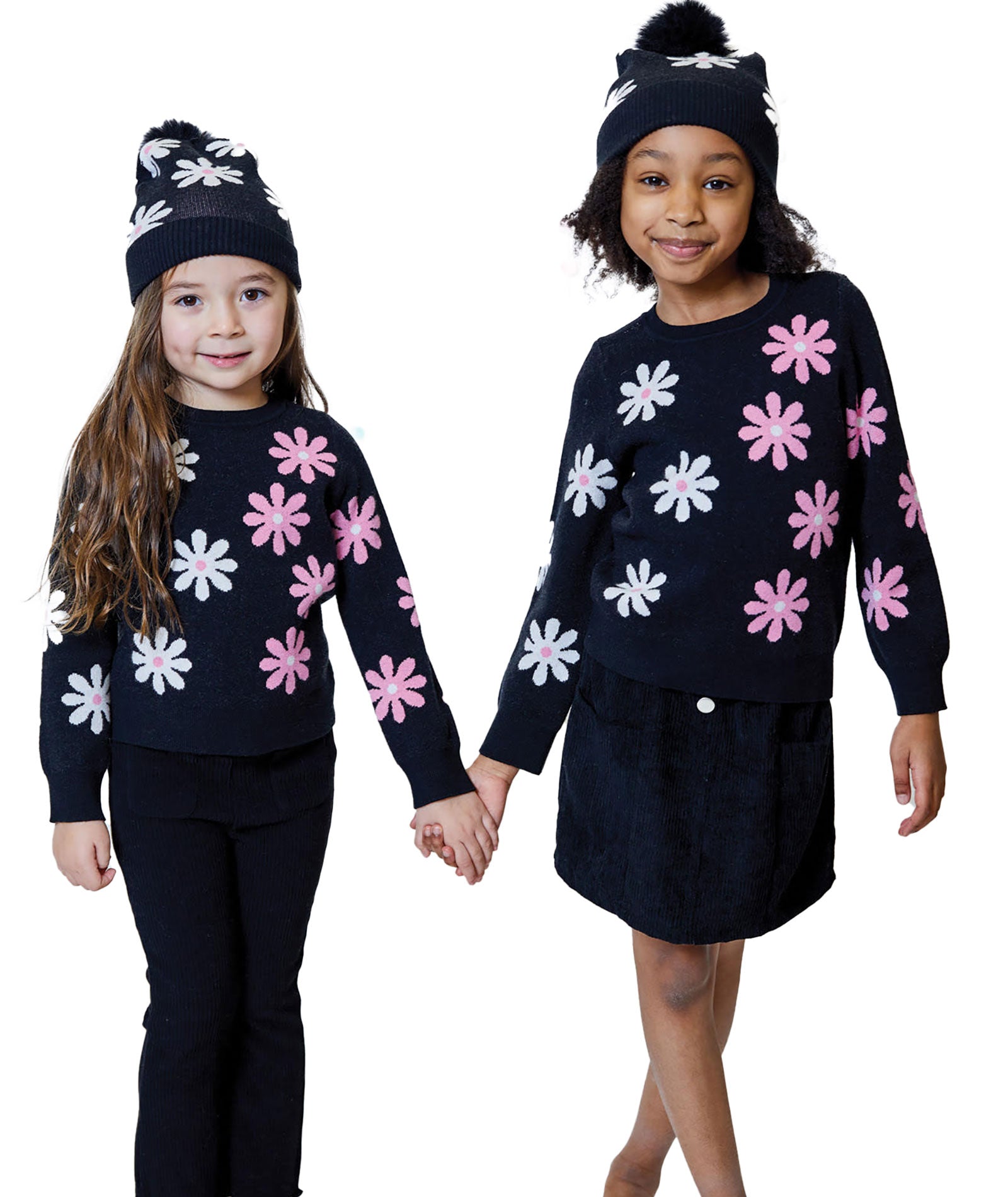 Design History Girls Little Black Floral Sweater Distressed/seasonal girls Design History Girls