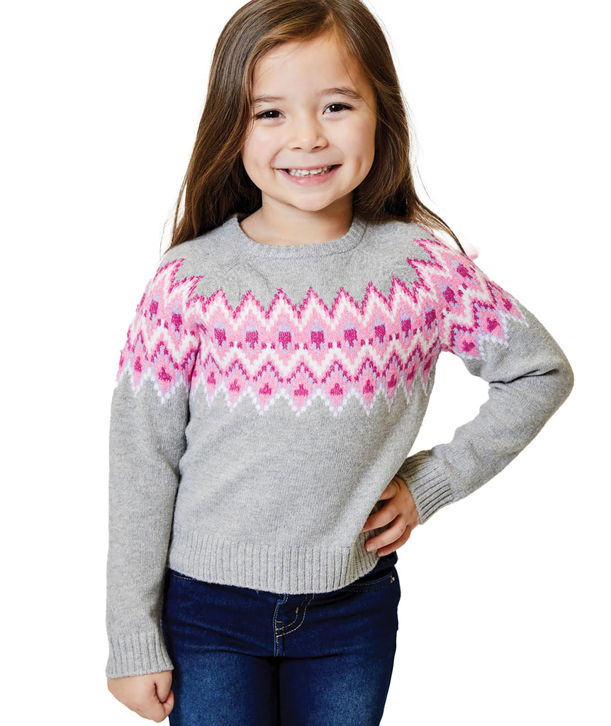 Design History Girls Little Heather Fair Isle Sweater Girls Casual Tops Design History Girls   