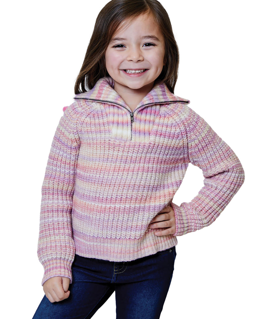 Design History Girls Little Pink Lilac Combo Sweater Girls Casual Tops Design History Girls   