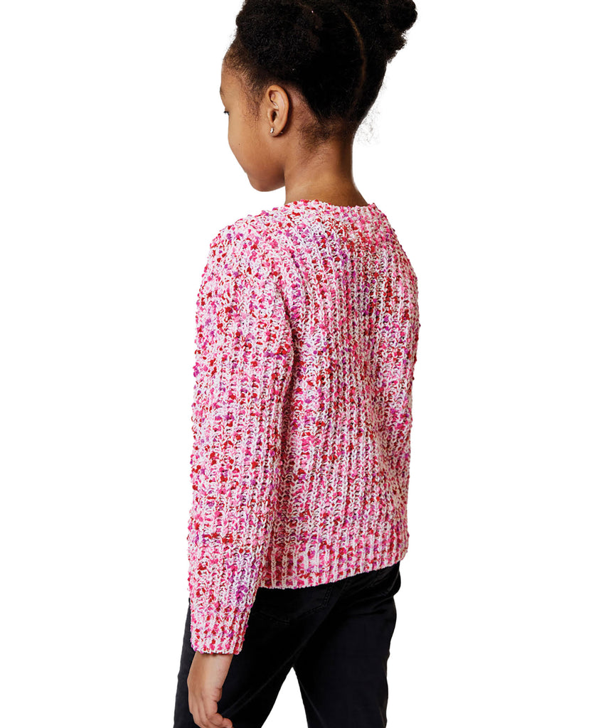 Design History Girls Little Pink Dream Combo Sweater Girls Casual Tops Design History Girls   