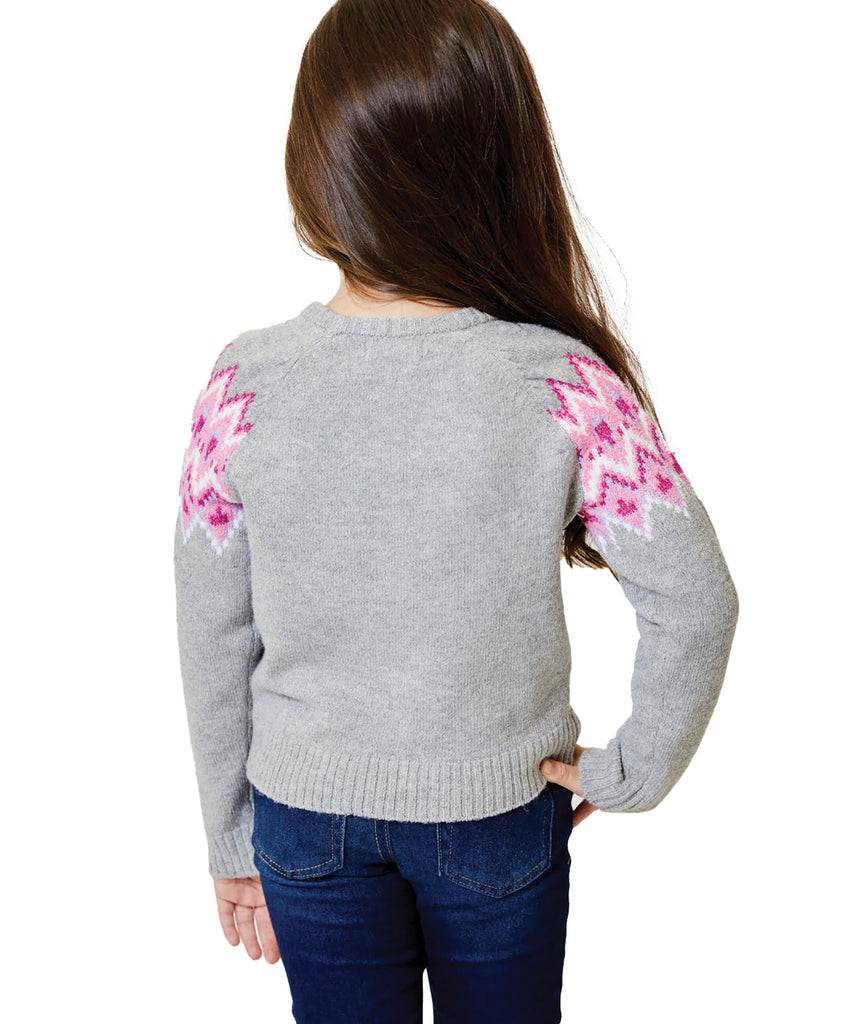 Design History Girls Little Heather Fair Isle Sweater Girls Casual Tops Design History Girls   