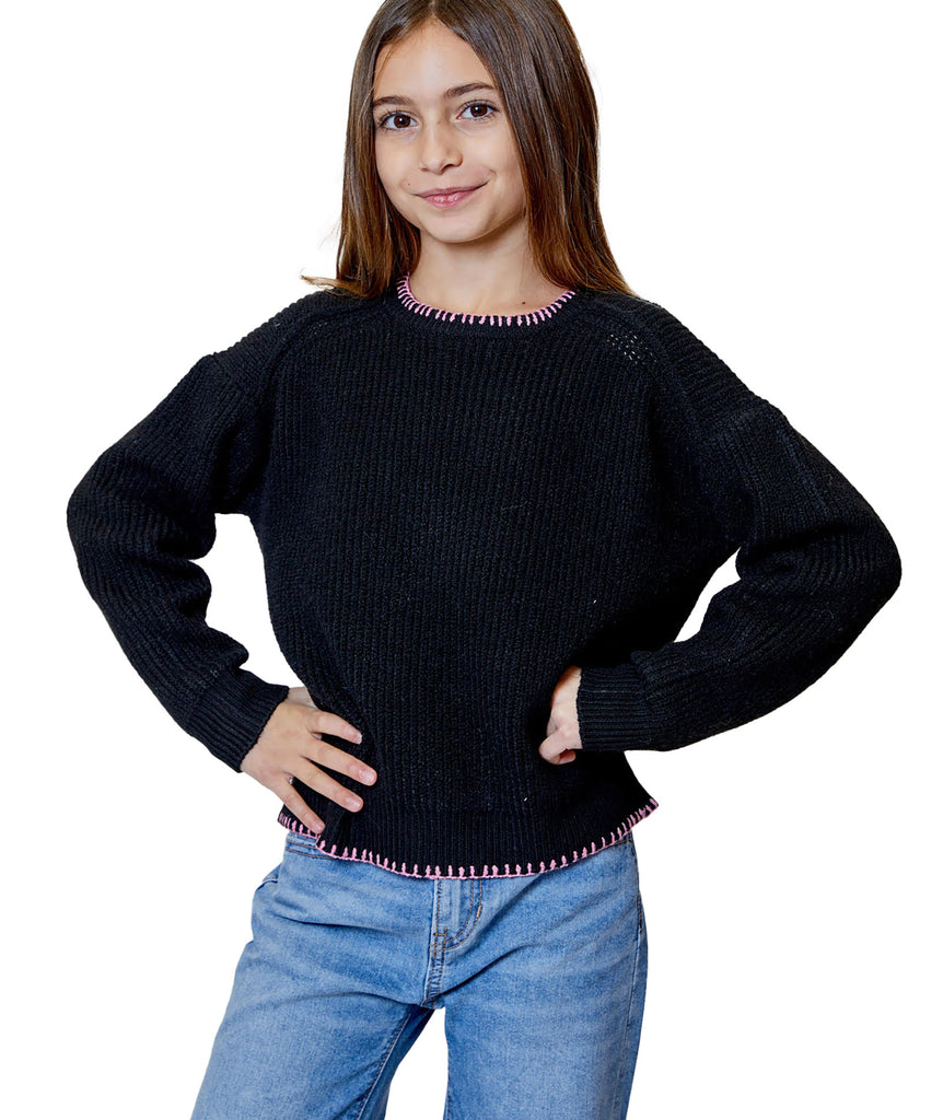 Design History Girls Black Sweater Girls Casual Tops Design History Girls   