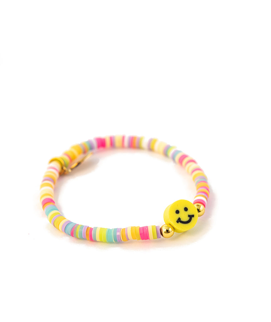 Zomi Happy Face Disc Stretch Bracelet Jewelry - Young Zomi Gems Yellow  