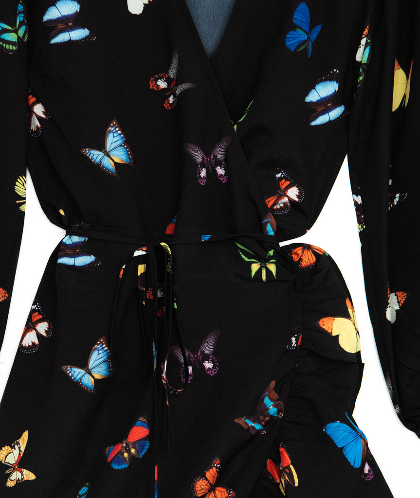 8apart Women Maya Long Sleeve Butterfly Wrap Dress Distressed/seasonal womens 8apart   
