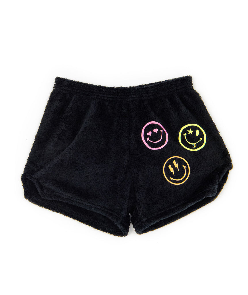 Made with Love and Kisses Girls Black Neon Smileys Shorts Accessories Made with Love and Kisses   