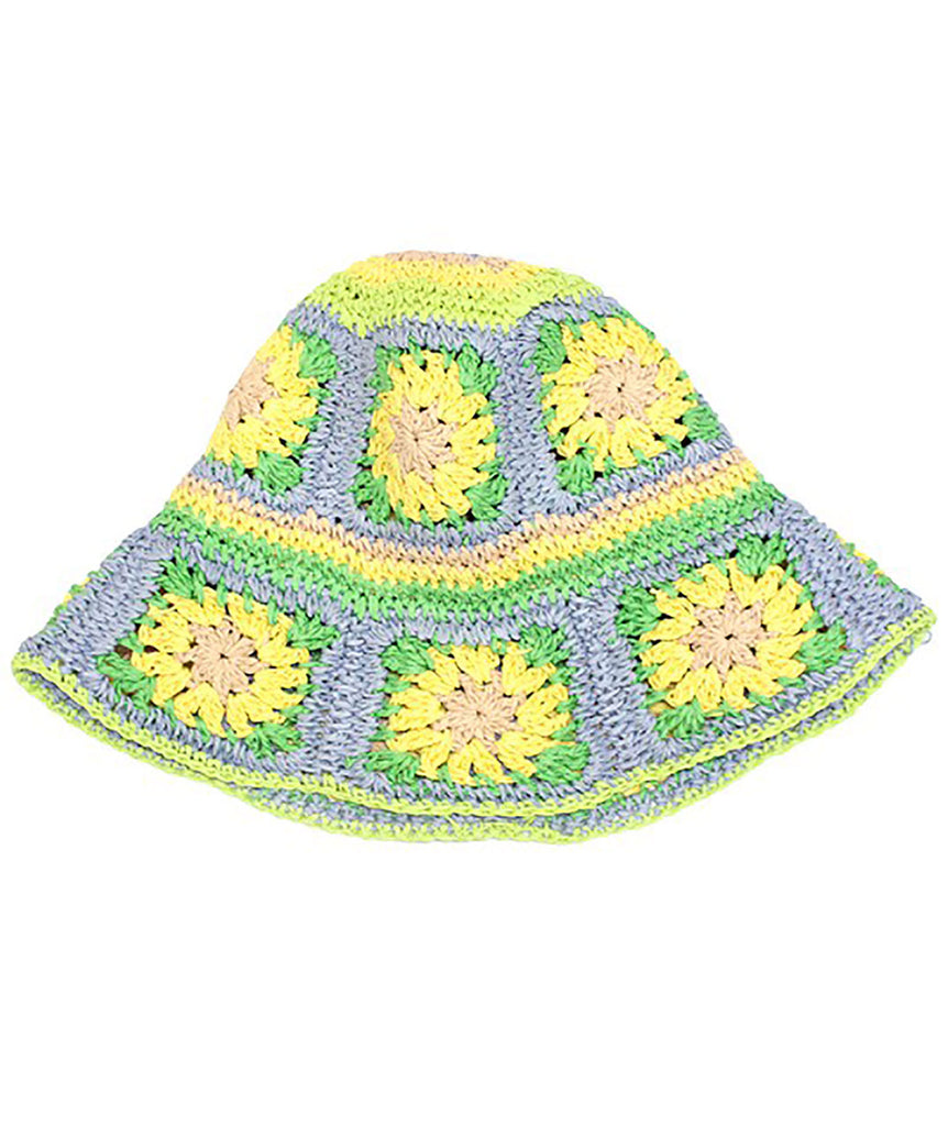Floral Crochet Bucket Hat Distressed/seasonal accessories Frankie's Exclusives Blue  