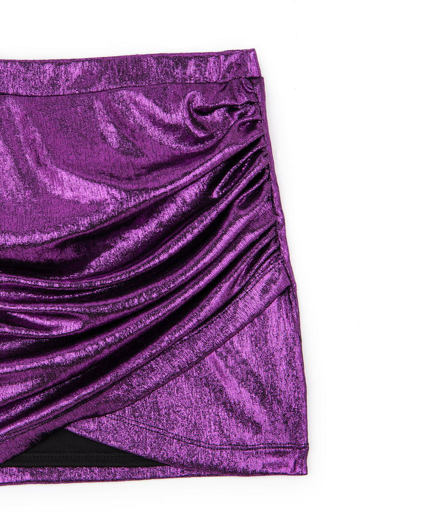 By Debra Girls Purple Foil Ruched Skirt Distressed/seasonal girls By Debra   