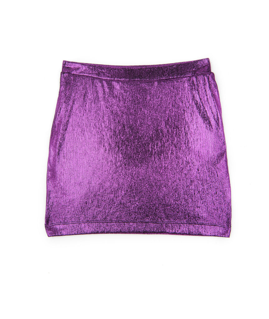 By Debra Girls Purple Foil Ruched Skirt Distressed/seasonal girls By Debra   