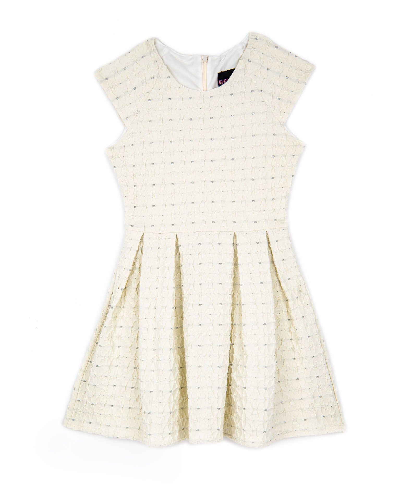 By Debra Girls Ali Ivory Rose Cap Sleeve Box Pleat Dress Girls Special Dresses By Debra Ivory Y/XS (6X)