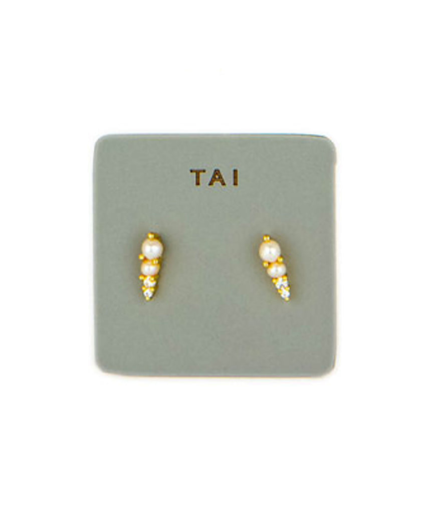 TAI Pearl and CZ Studs Jewelry - Trend TAI   
