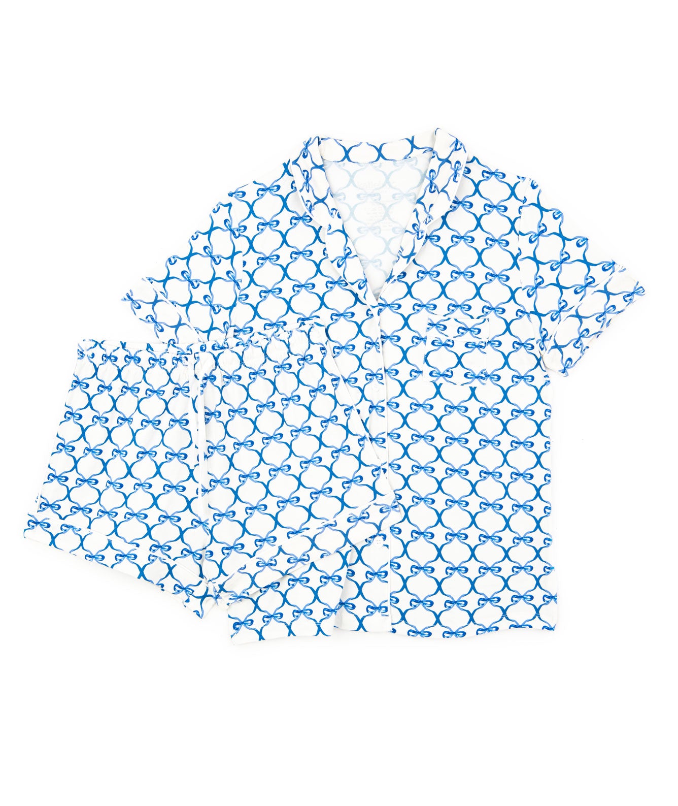 Katie J NYC Juniors Blue Bow Lynn Shorts PJ Set Accessories Katie J NYC   
