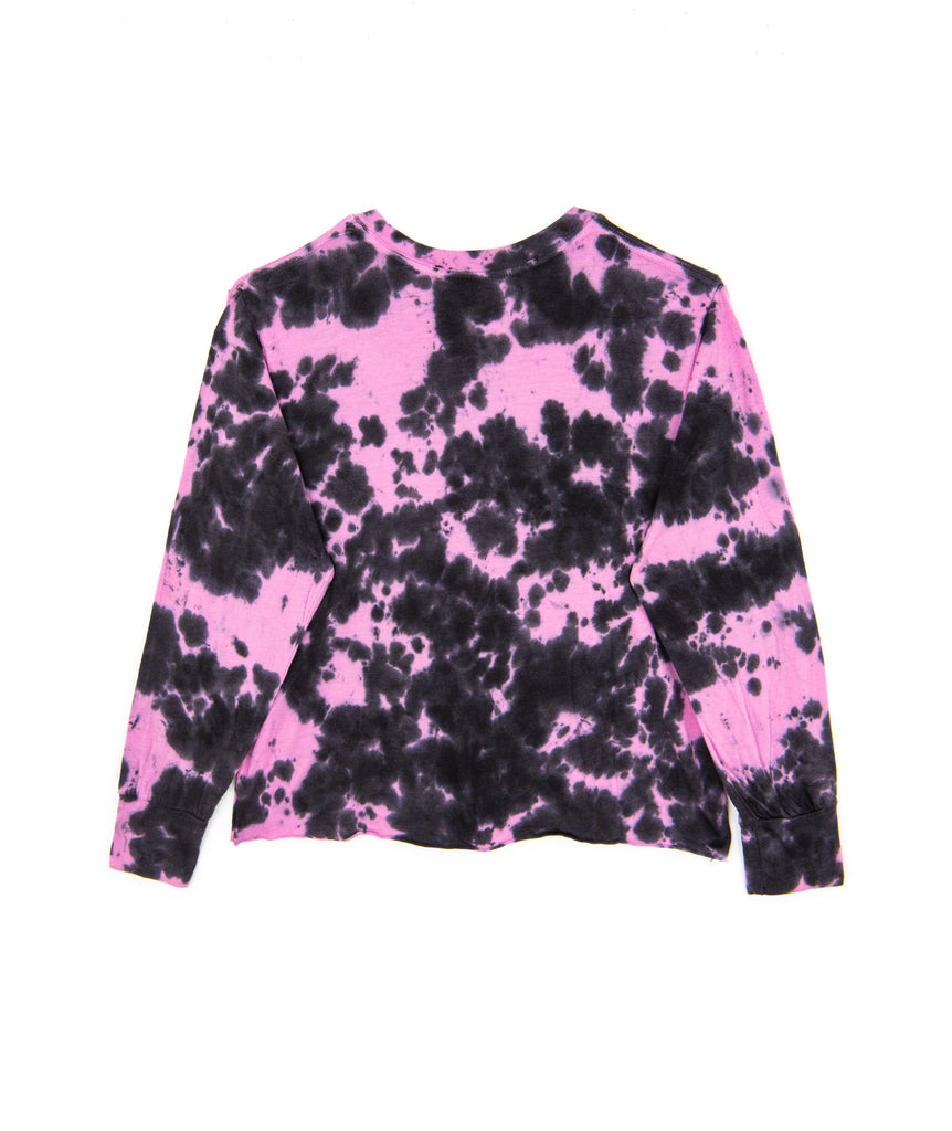 Rowdy Sprout Girls Pink Spark Tie Dye Grateful Dead L/S Crop Tee Girls Casual Tops Rowdy Sprout   
