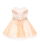 Jovani Girls Celine Blush and Silver Beaded Corset Dress Girls Special Dresses Jovani