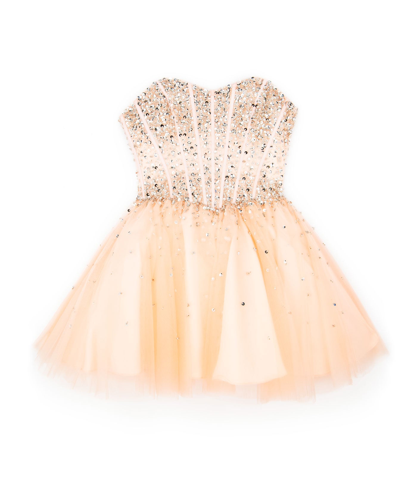 Jovani Girls Celine Blush and Silver Beaded Corset Dress Girls Special Dresses Jovani Pink Y/XS (6X)