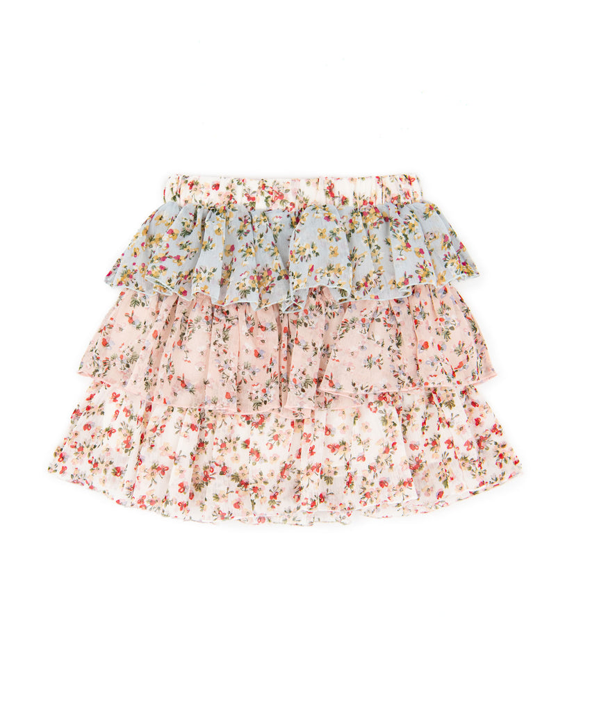 FBZ Girls Floral 3-Tier Combo Skirt Distressed/seasonal girls FBZ Flowers By Zoe   