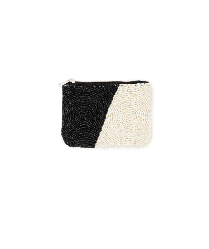 Black/White Beaded Pouch Accessories Frankie's Exclusives   
