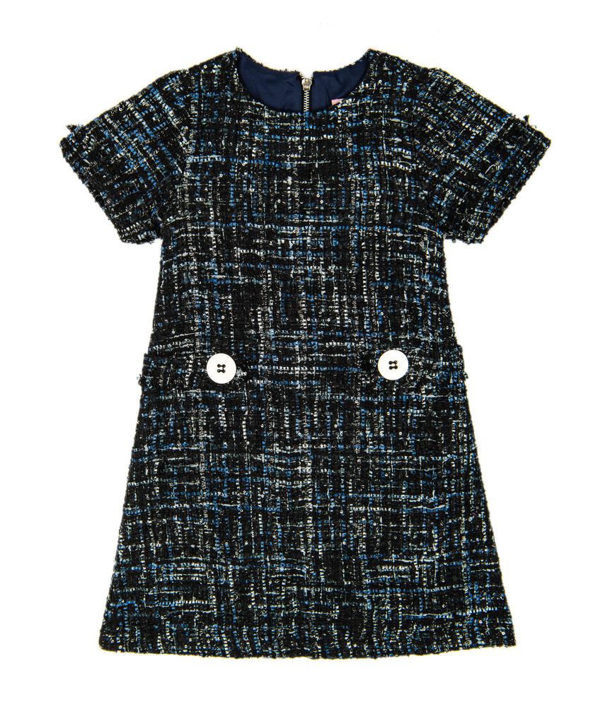 Zoe Ltd. Girls Audrey Navy Tweed Dress Distressed/seasonal girls Zoe Ltd.   