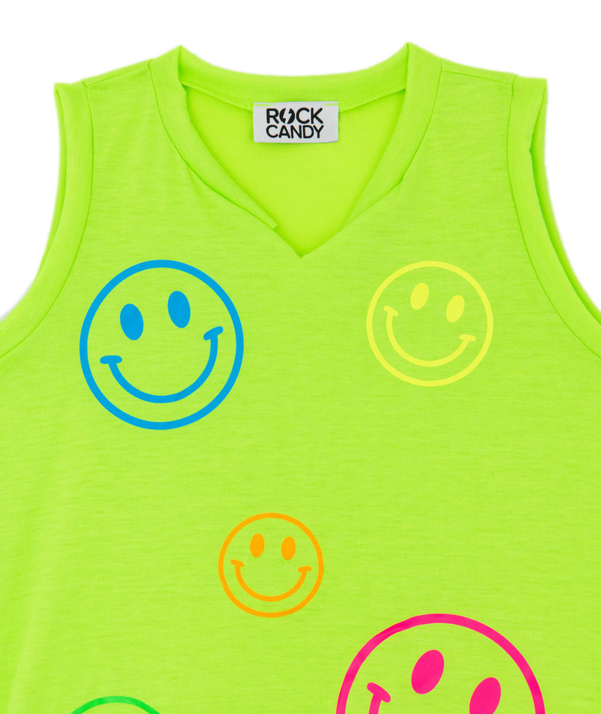 Rock Candy Girls All Over Smileys Tank Top Lime Distressed/seasonal girls Rock Candy   