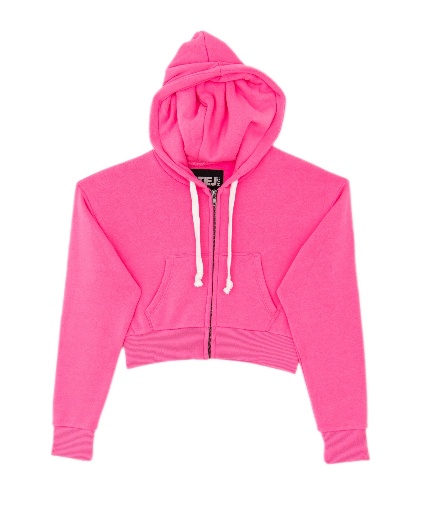 Katie J NYC Girls Dylan Crop Zip Hoodie Girls Casual Tops Katie J NYC Hot Pink Y/S (7/8)