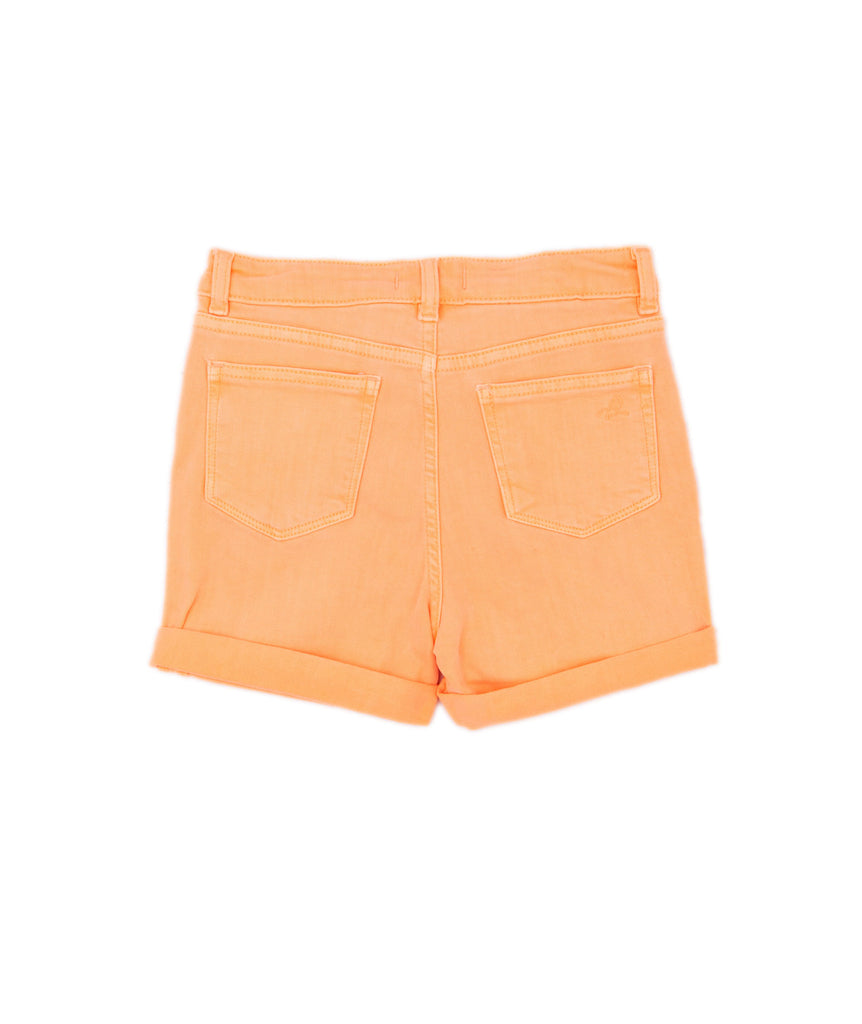 DL1961 Girls Piper Neon Orange Cuffed Denim Shorts Distressed/seasonal girls DL1961   