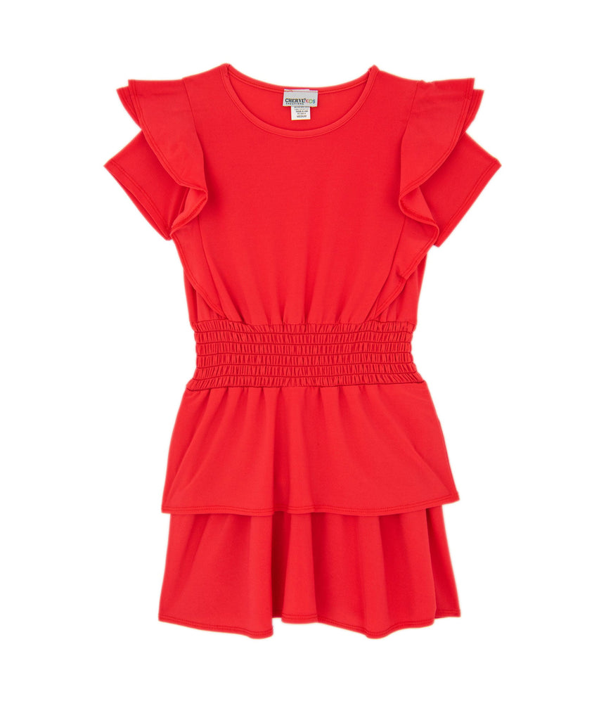 Cheryl Creations Girls Smock Ruffle Dress Girls Special Dresses Cheryl Creations Red Y/S (7/8) 