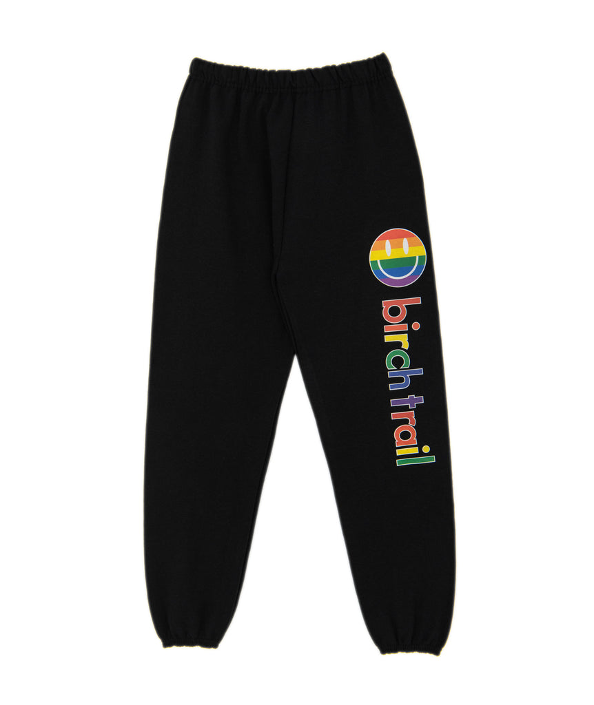 Rainbow Smiley Black Camp Sweatpants Custom B Friends   