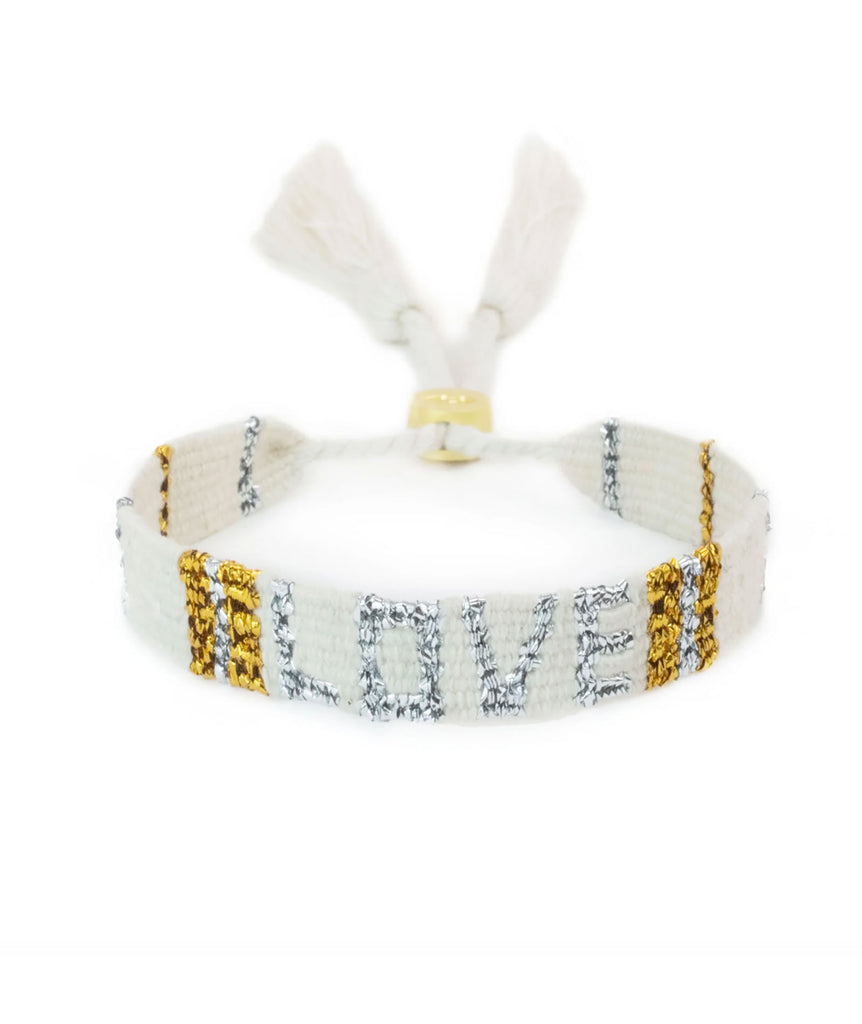 Love Is Project Atitlan LOVE Bracelet White & Gold Jewelry - Trend Love Is Project   