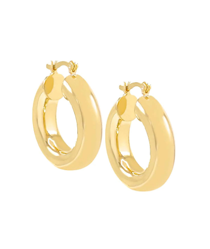 By Adina Eden Solid Chunky Tube Hoop Earring Gold Jewelry - Trend By Adina Eden   
