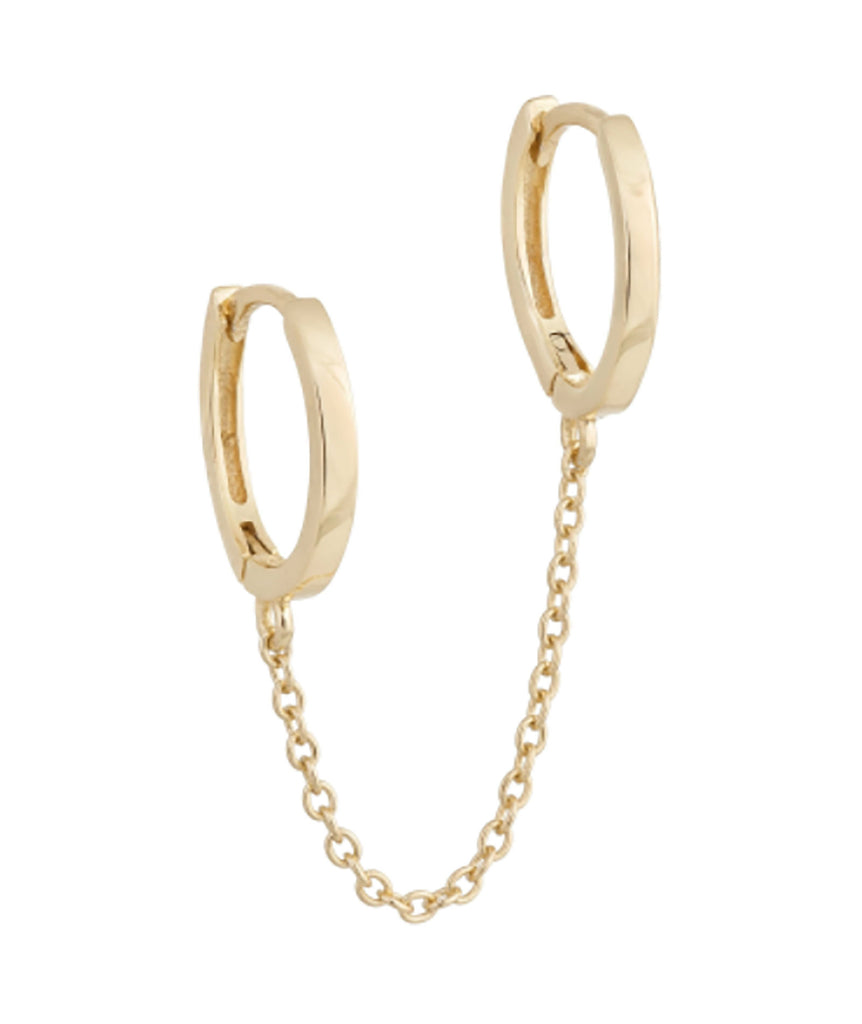 By Adina Eden Solid Double Chain Huggie Earring Jewelry - Trend By Adina Eden   